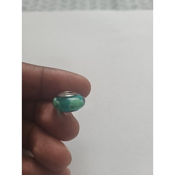 PANDORA Flowers For You Turquoise Green Murano Glass Charm - Picture 2 of 12